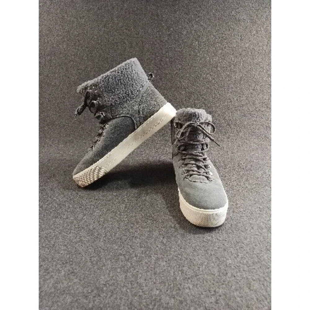 Marc Fisher Platform Sneaker Boots Women 10M Shearling Ankle Leather Lace Up